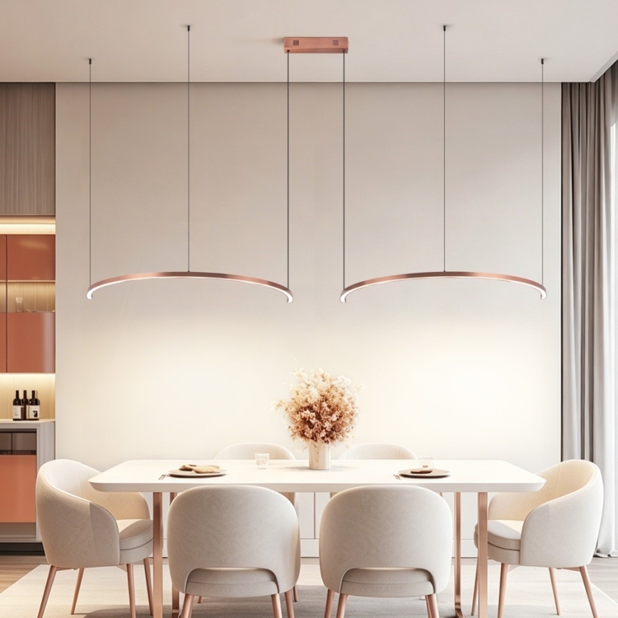 Immax NEO 07328L - Suspension LED dimmable sur câble FINO LED/72W/230V 120 cm or rose Tuya + télécommande