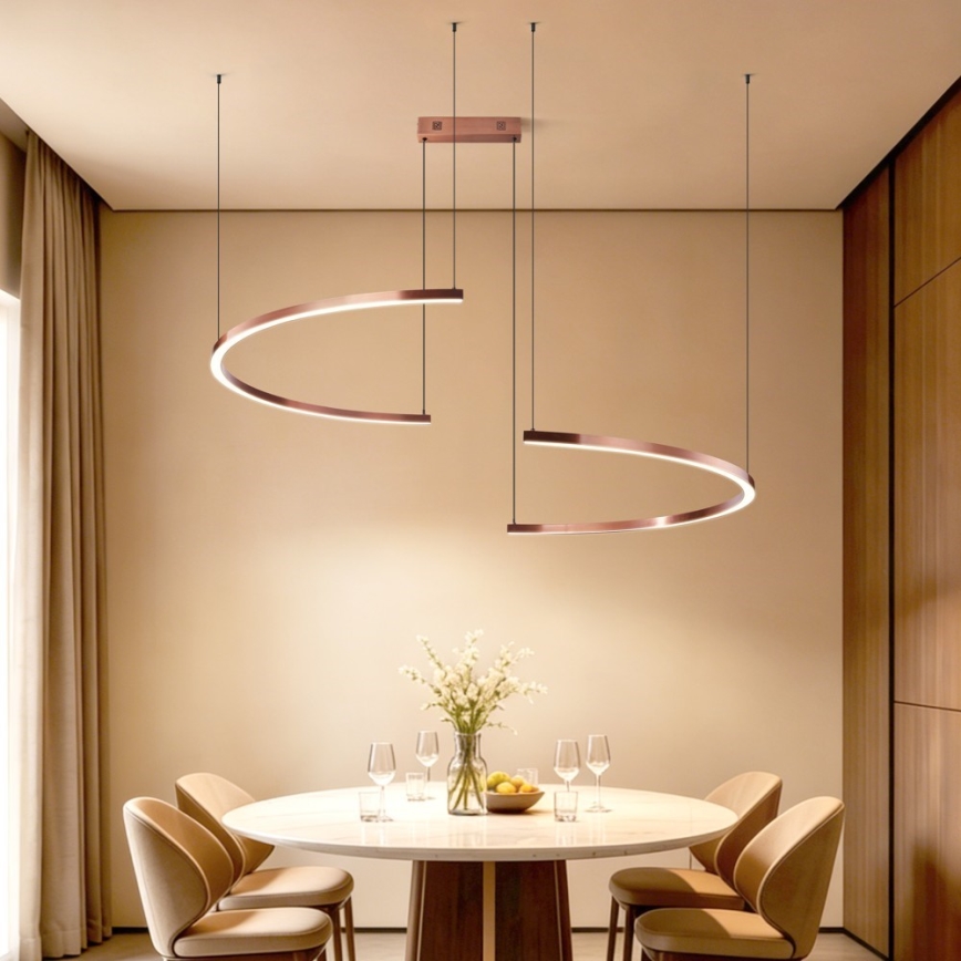 Immax NEO 07328L - Suspension LED dimmable sur câble FINO LED/72W/230V 120 cm or rose Tuya + télécommande