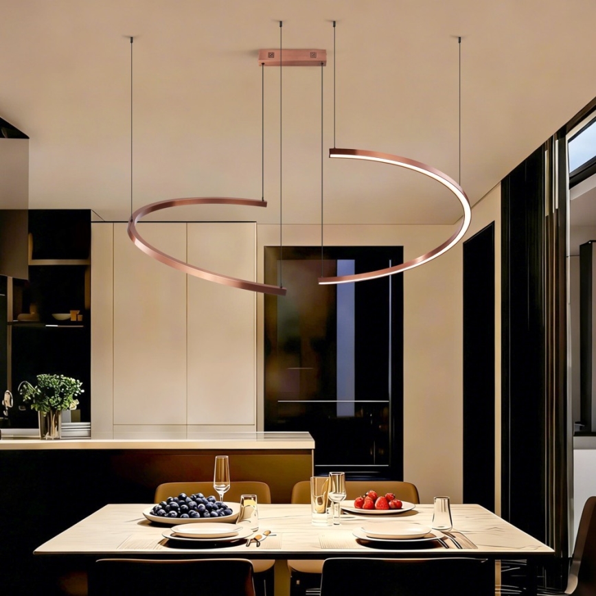 Immax NEO 07328L - Suspension LED dimmable sur câble FINO LED/72W/230V 120 cm or rose Tuya + télécommande