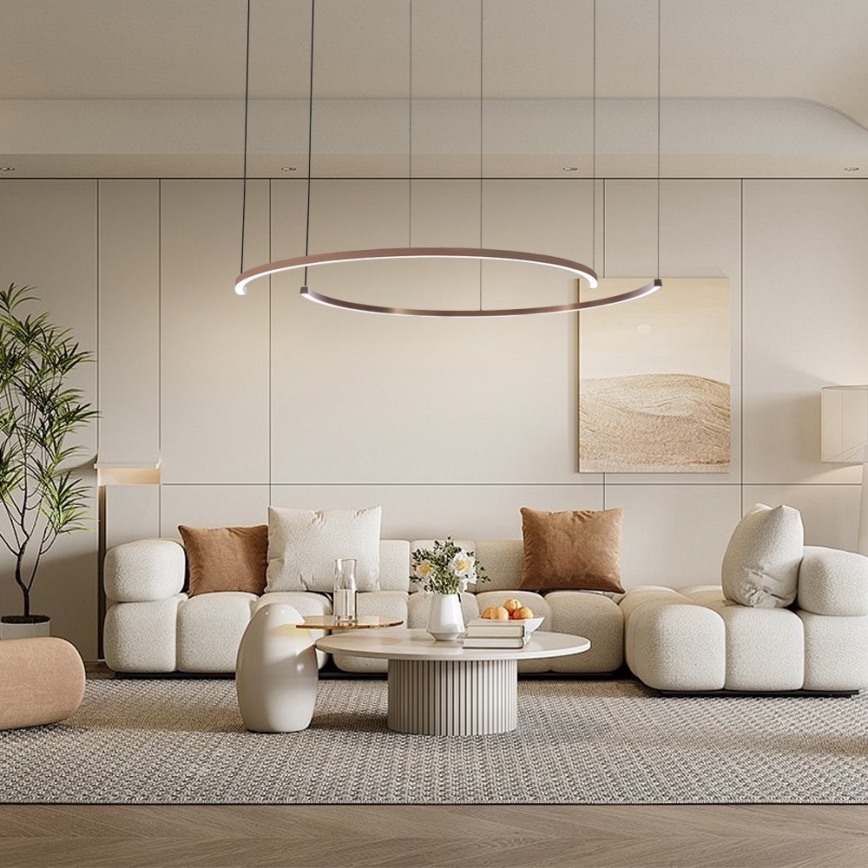 Immax NEO 07328L - Suspension LED dimmable sur câble FINO LED/72W/230V 120 cm or rose Tuya + télécommande