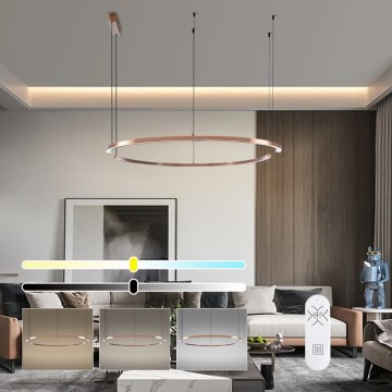 Immax NEO 07328L - Suspension LED dimmable sur câble FINO LED/72W/230V 120 cm or rose Tuya + télécommande