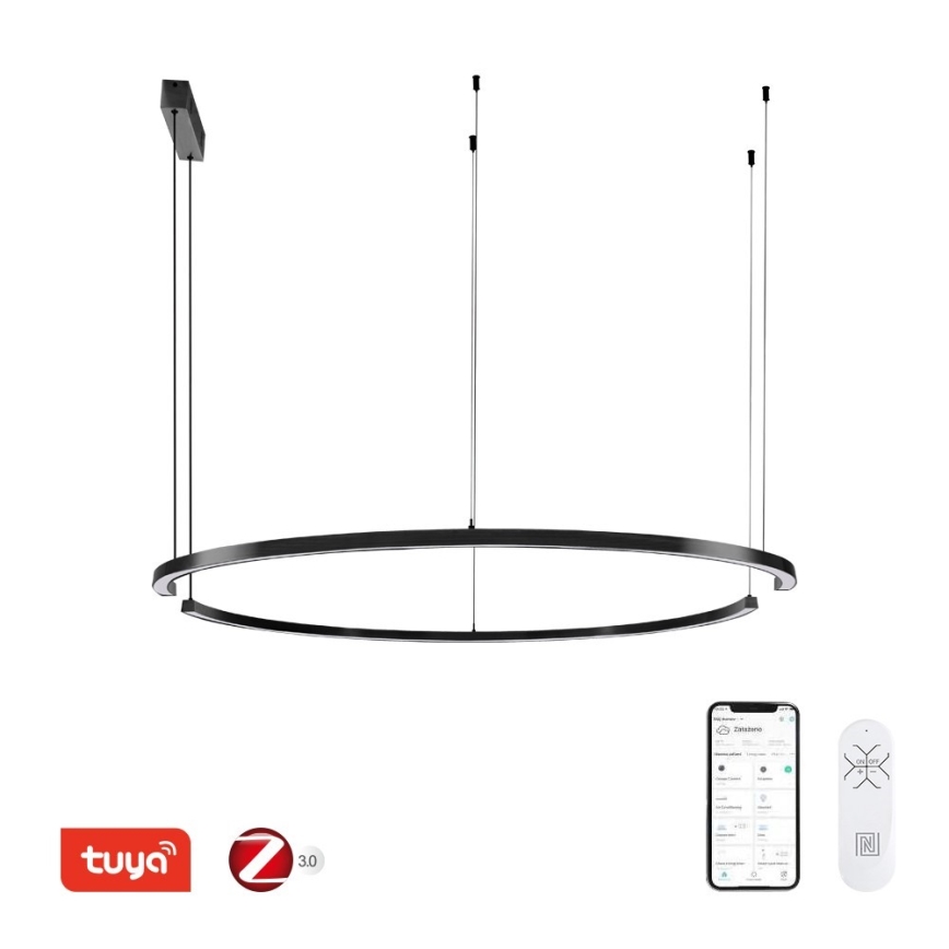 Immax NEO 07329L - Suspension LED dimmable sur câble FINO LED/72W/230V 120 cm Tuya noir + télécommande