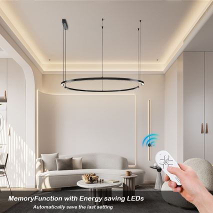 Immax NEO 07329L - Suspension LED dimmable sur câble FINO LED/72W/230V 120 cm Tuya noir + télécommande