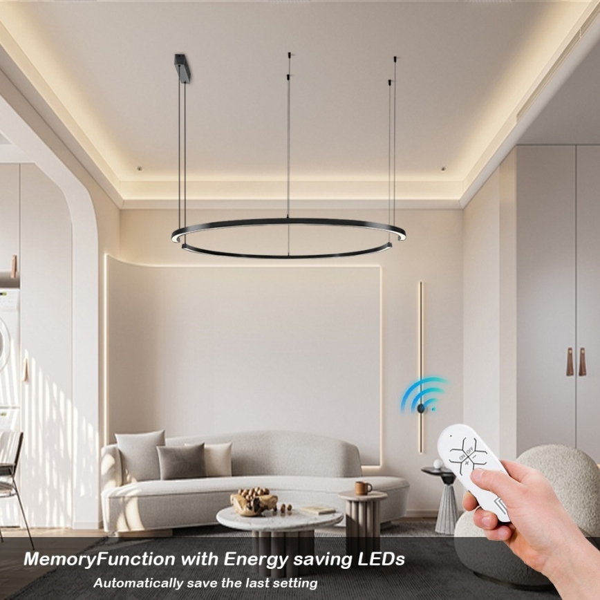 Immax NEO 07329L - Suspension LED dimmable sur câble FINO LED/72W/230V 120 cm Tuya noir + télécommande