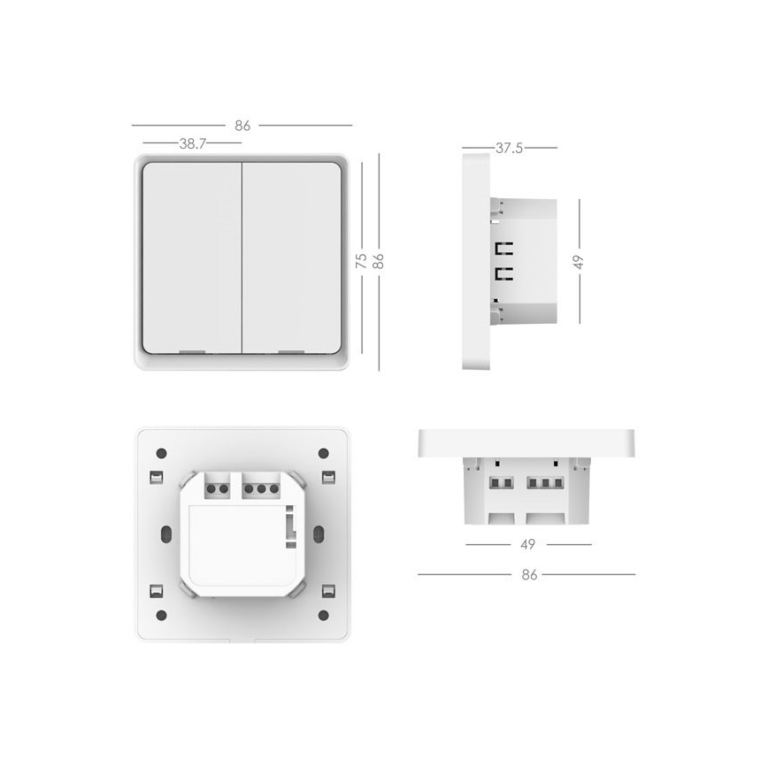 Immax NEO 07513L - Interrupteur à 2 boutons SMART 230V Wi-Fi Tuya