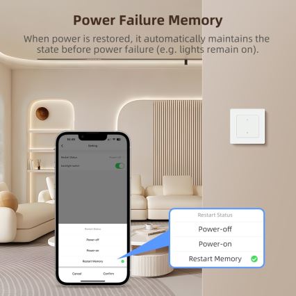 Immax NEO 07538L - Slimme 1-knops schakelaar 230V Wi-Fi Tuya