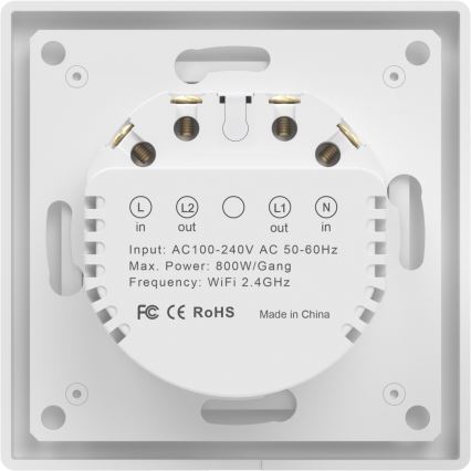 Immax NEO 07539L - SMART 2-knops schakelaar 230 V Wi-Fi Tuya
