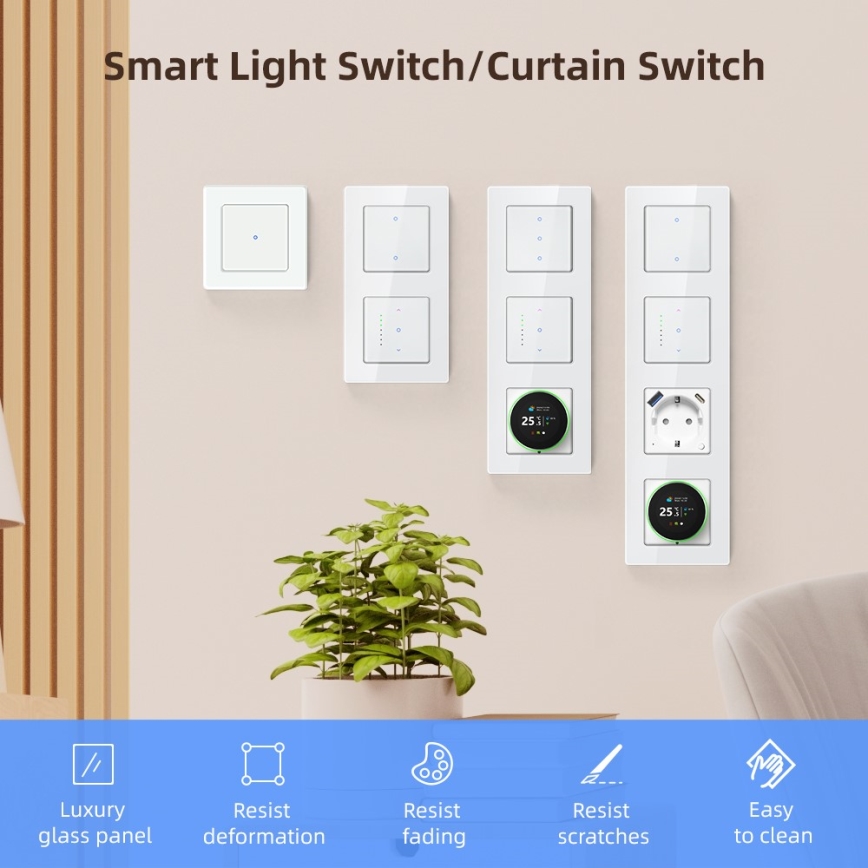 Immax NEO 07540L - Interrupteur intelligent pour commande des stores et volets roulants 230 V, compatible Wi‑Fi Tuya
