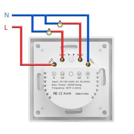 Immax NEO 07550L - Interrupteur intelligent 2 boutons 230 V Tuya