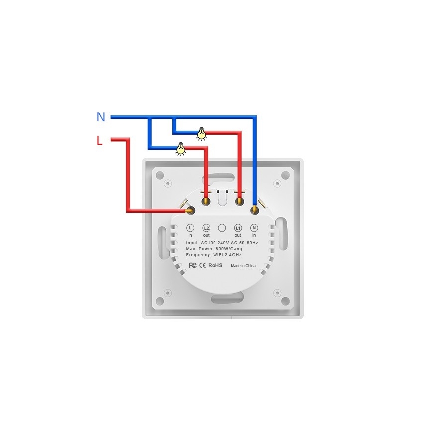 Immax NEO 07550L - Slimme 2-knops schakelaar 230V Tuya