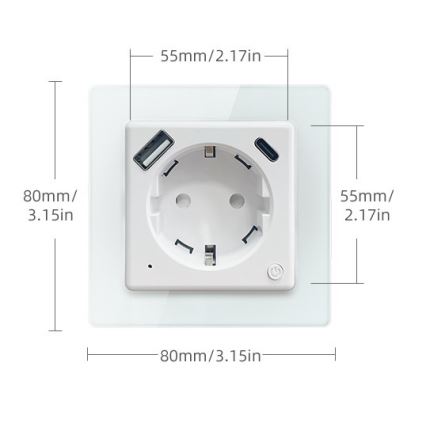 Immax NEO 07552L - Prise intelligente type F 16A/230V + 1x USB-A + 1x USB-C PD 20W