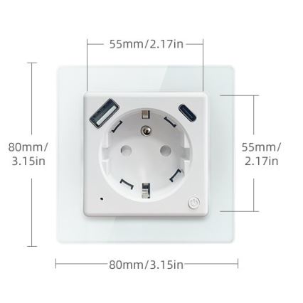 Immax NEO 07553L - Prise connectée Type E 16A/230V + 1xUSB-A+1xUSB C PD 20W Tuya