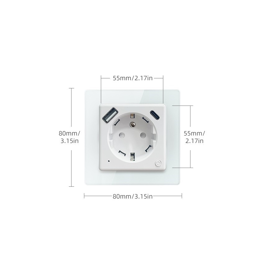 Immax NEO 07553L - Prise connectée Type E 16A/230V + 1xUSB-A+1xUSB C PD 20W Tuya