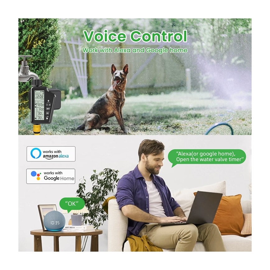 Immax NEO 07556L - Beregeningsventiel 4xAA IP65 Wi‑Fi Tuya