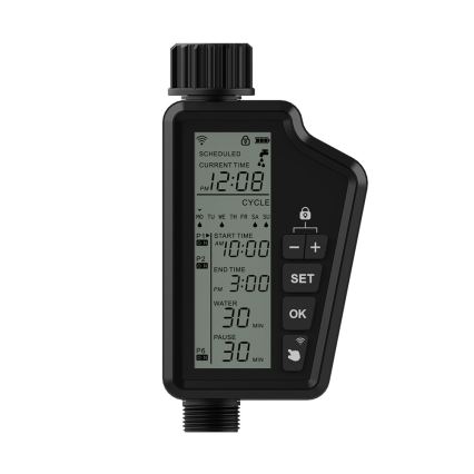 Immax NEO 07556L - Électrovanne d'arrosage alimentée par 4 piles AA, IP65, Wi‑Fi Tuya