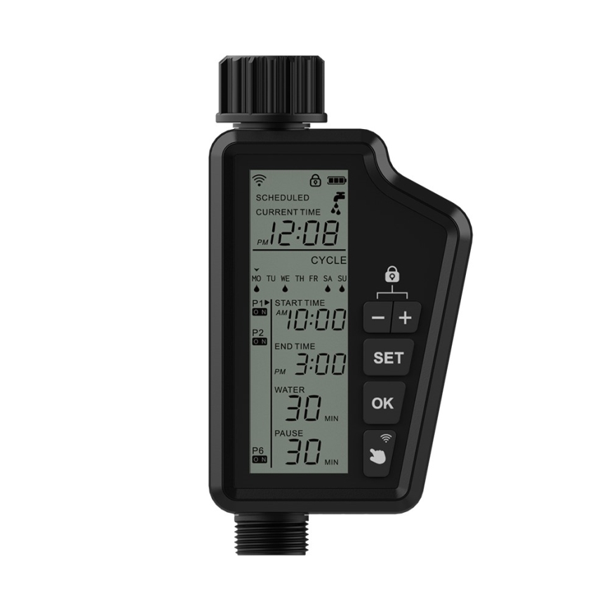 Immax NEO 07556L - Électrovanne d'arrosage alimentée par 4 piles AA, IP65, Wi‑Fi Tuya