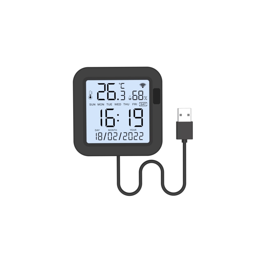 Immax NEO 07559L - Regelaar met temperatuur- en vochtigheidssensor, 5V, Wi-Fi