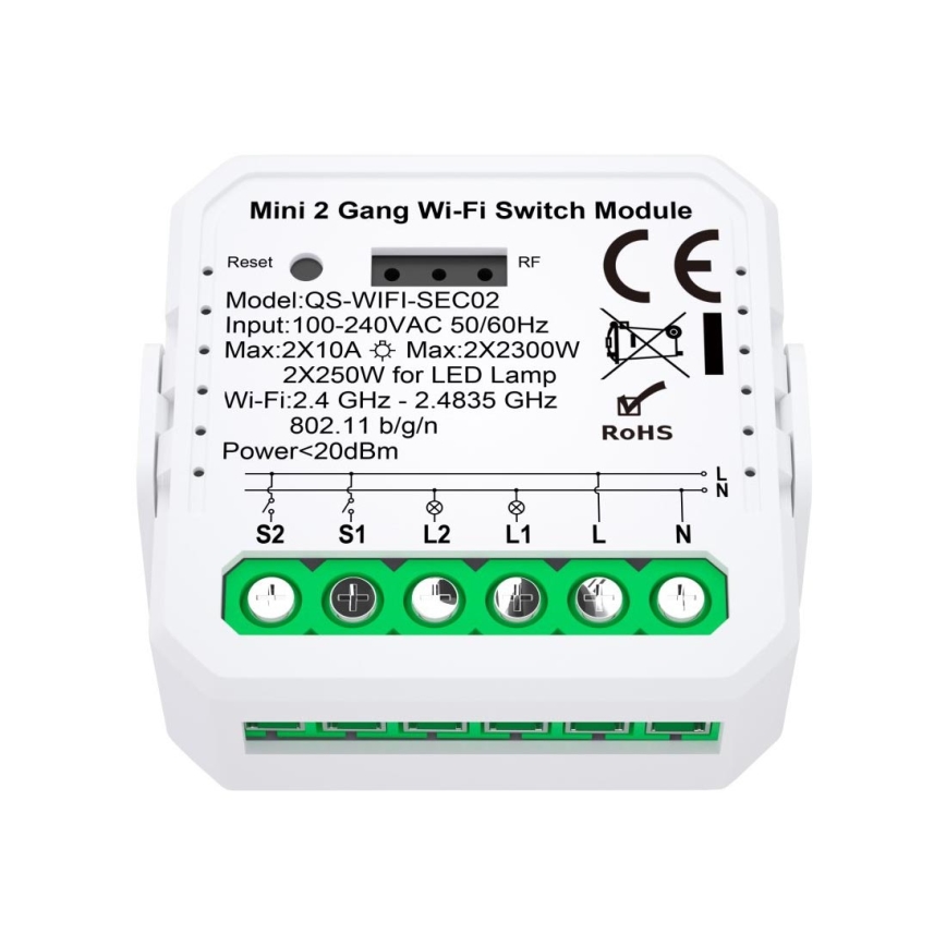 Immax NEO 07571L - Télécommande connectée NEO LITE V7 2 boutons Wi-Fi Tuya