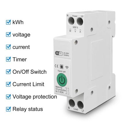 Immax NEO 07574L - Slimme stroomonderbreker 1-fase 1-63A Wi-Fi Tuya