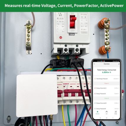 Immax NEO 07581L -Compteur triphasé connecté de consommation d'électricité Wi-Fi Tuya