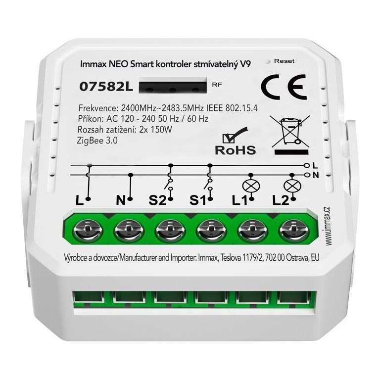 Immax Neo 07582L - Contrôleur connecté à intensité variable V9 2 bouton Tuya