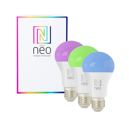 Immax NEO 07712CDO - LOT x3 Ampoule à intensité variable LED RGB+CCT E27/9W/230V Wi-Fi Tuya + télécommande