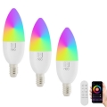 Immax NEO 07716CDO - SET 3x LED RGB+CCT Dimbare lamp E14/6W/230V Wi-Fi Tuya + afstandsbediening