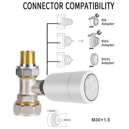 Immax NEO 07732B - LOT 2x Tête thermostatique + BRIDGE PRO v2 2xAA/3V Tuya