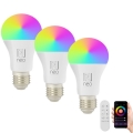 Immax NEO 07733CDO - SET 3x LED RGB+CCT Dimbare lamp E27/11W/230V Wi-Fi Tuya + afstandsbediening