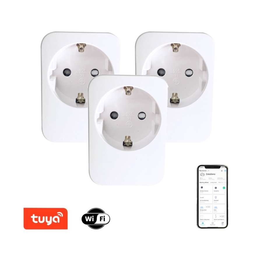 Immax NEO 07761C - LOT 3x Prise connectée NEO LITE 3680W/230V/16A Wi-Fi Tuya SCHUKO