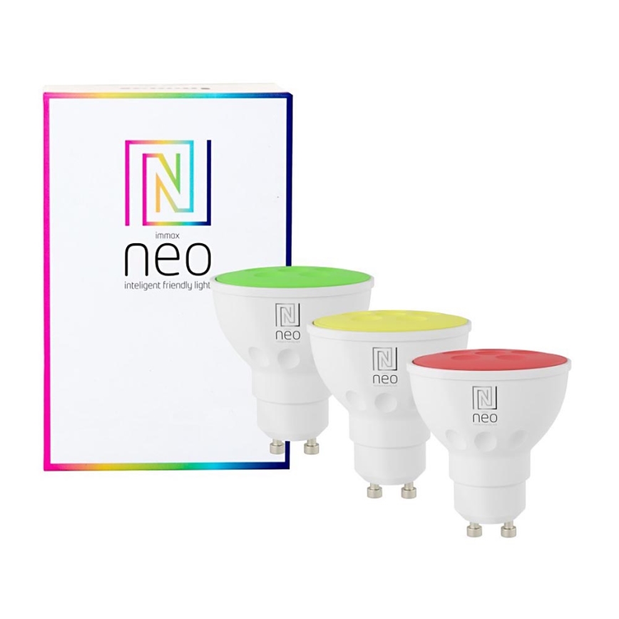 Immax NEO 07777C - LOT 3x LED RGB+CCT Ampoule à intensité variable GU10/4,8W/230V Tuya