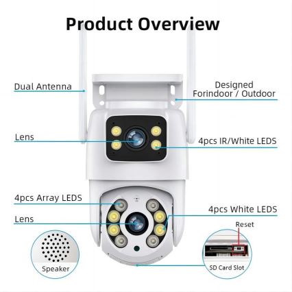 Immax NEO 07783L - Slimme buitencamera met sensor DOUBLE 355° P/T 2x2MP IP65 Wi-Fi Tuya