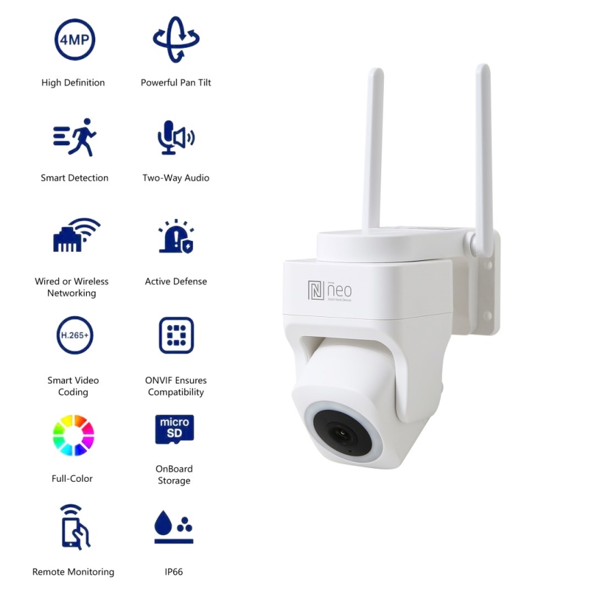Immax NEO 07793L - Slimme buitencamera met sensor CUBE 4MP 5V IP65 Wi-Fi Tuya