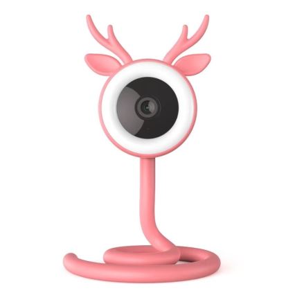Immax NEO 07798L - Babyphone connecté et rechargeable 5V Wi-Fi Tuya rose