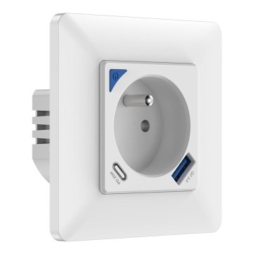Immax NEO 07800L - Prise connectée 16A/230V + 1xUSB-A+1xUSB C Wi-Fi Tuya