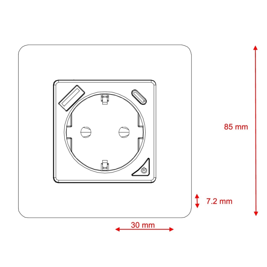Immax NEO 07800L - Slim stopcontact 16A/230V + 1xUSB-A+1xUSB C Tuya