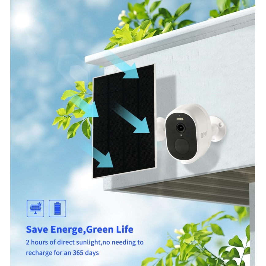 Immax NEO 07802L - Slimme buitenzonnecamera met sensor BARREL 5000 mAh Wi-Fi Tuya IP65