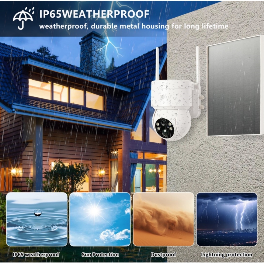 Immax NEO 07803L - Slimme buiten zonnecamera met SENTRY-sensor 6000 mAh Wi-Fi Tuya IP65