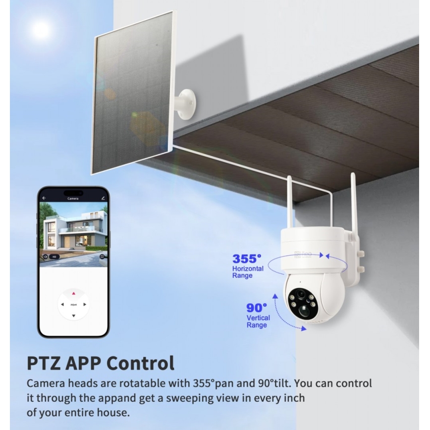 Immax NEO 07803L - Slimme buiten zonnecamera met SENTRY-sensor 6000 mAh Wi-Fi Tuya IP65