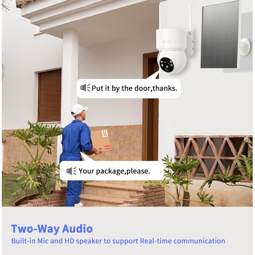 Immax NEO 07803L - Slimme buiten zonnecamera met SENTRY-sensor 6000 mAh Wi-Fi Tuya IP65