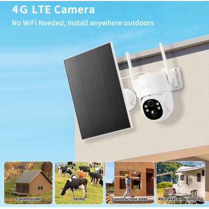 Immax NEO 07804L - Caméra solaire extérieure intelligente avec capteur 9000 mAh Wi-Fi Tuya IP65