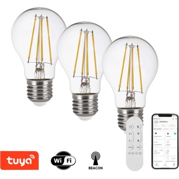 Immax NEO 07806CDO - Set van 3 dimbare CCT LED-lampen (instelbare kleurtemperatuur), E27/3W/230V, Wi‑Fi + afstandsbediening