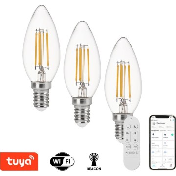 Immax NEO 07807CDO - Pack de 3 ampoules LED CCT dimmables E14/4W/230V Tuya Wi‑Fi + télécommande