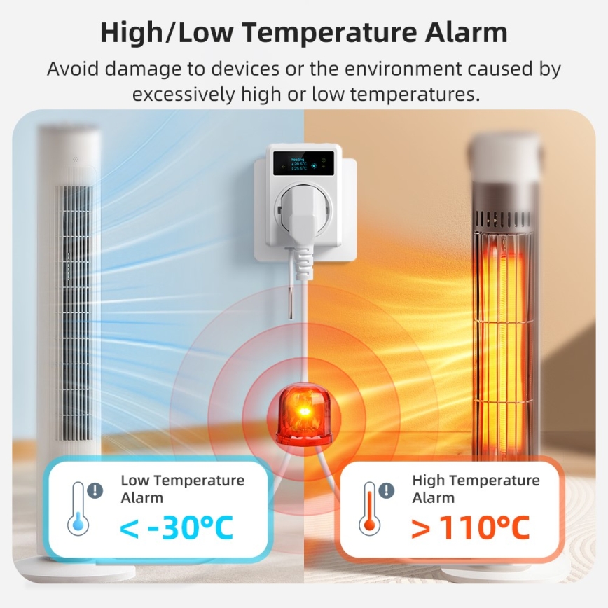Immax NEO 07811L - Prise intelligente avec thermomètre F 3680W Wi-Fi