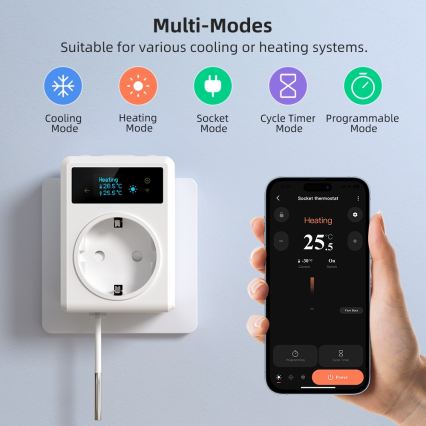 Immax NEO 07811L - Prise intelligente avec thermomètre F 3680W Wi-Fi