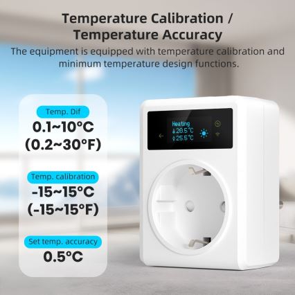 Immax NEO 07811L - Slimme stekker met thermometer F 3680W Wi-Fi