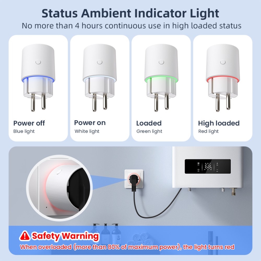 Immax NEO 07812L - Slimme stekker type E 3500W Wi-Fi