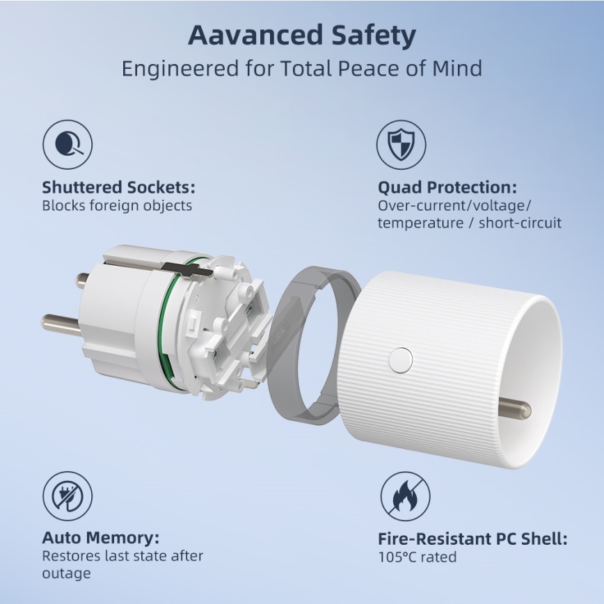 Immax NEO 07812L - Slimme stekker type E 3500W Wi-Fi