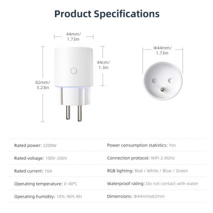 Immax NEO 07812L - Slimme stekker type E 3500W Wi-Fi