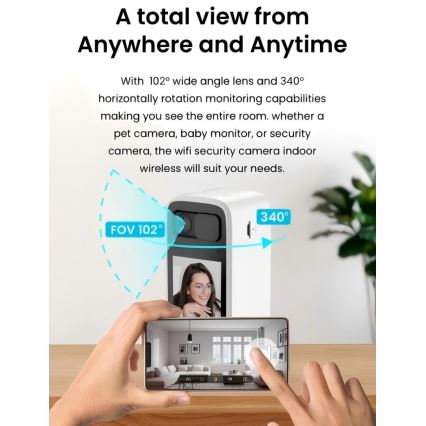 Immax NEO 07814L - Caméra d'intérieur intelligente avec capteur 4 Mpx, alimentation 5 V, Wi‑Fi
